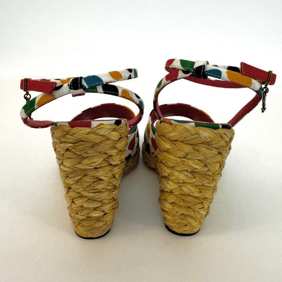 Saint Laurent Paloma Heart-Print Wedge Wicker Espadrilles Sandals 38.5 (US 8.5) - Picture 12 of 16